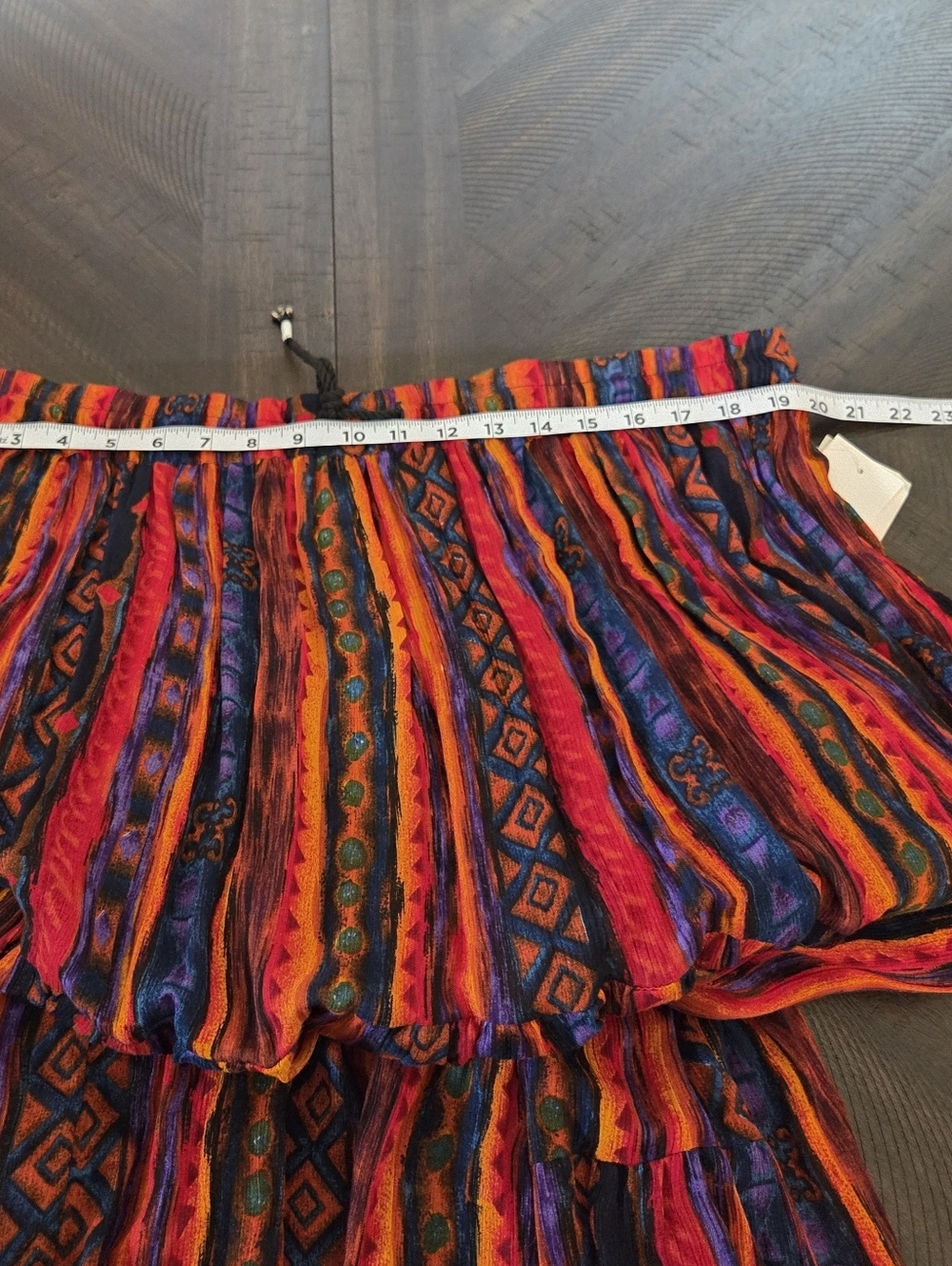 NWT Vintage 90s Worthington Boho Tiered Maxi Skirt Large Geometric Ikat Print - Picture 11 of 14